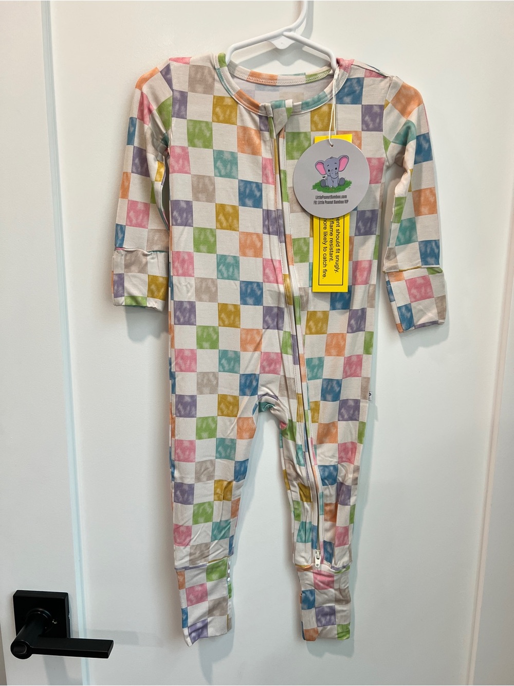 Little Peanut Bamboo Checkered Convertible Zippy Pajamas 6-12M NWT